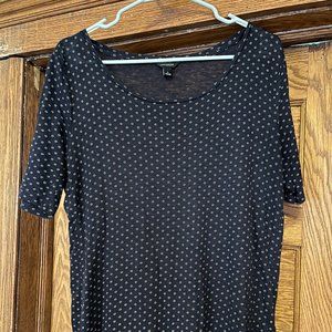 Ann Taylor L Navy Blue Polka Dot Shirt